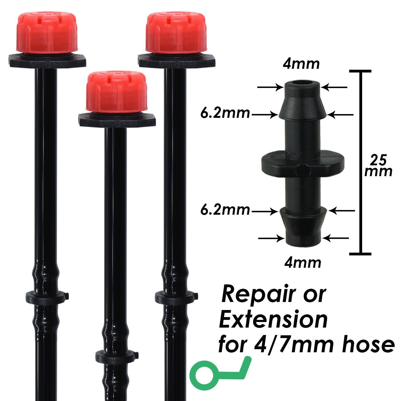 Connecteurs barbelés d'irrigation goutte à goutte, raccords de tubes de 4/7mm pour Pot de fleur, jardin et pelouse, 1 à 50 pièces