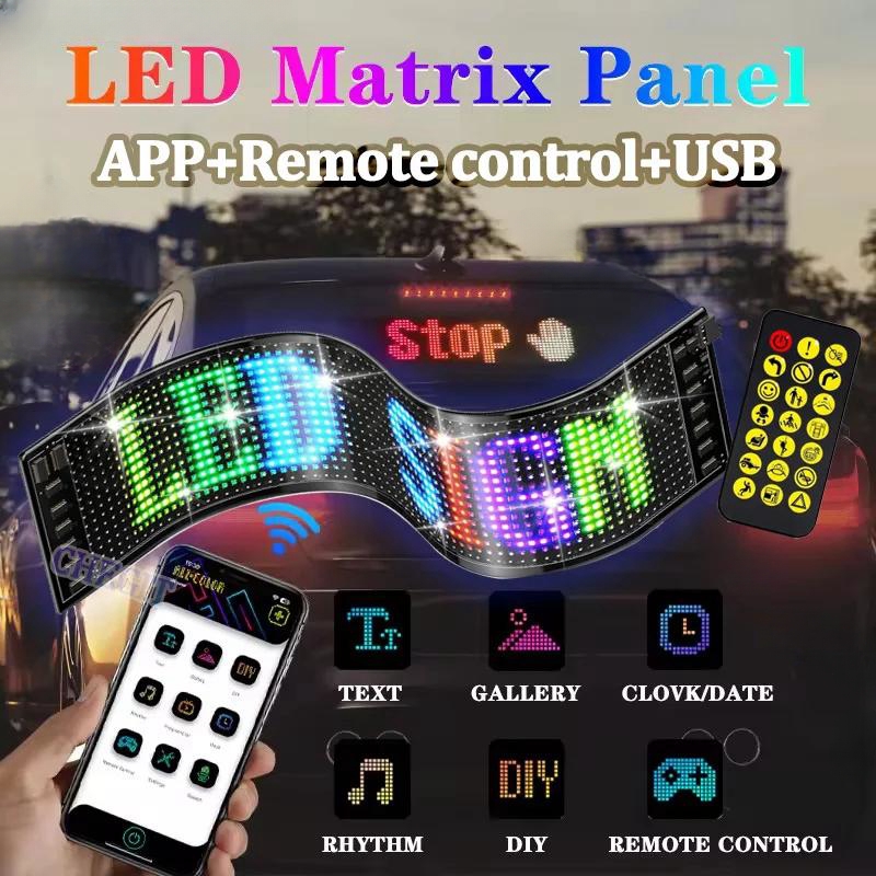 LED-Matrix-Pixel-Panel, DIY programmierbar, große Größe, LKW, böser Blick, Licht, flexibles Display, 5 V USB, Bluetooth, APP, Autofenster, LED-Schild