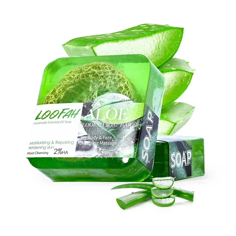 Handgemachte Kojisäure-Seife mit Luffa, 100 g, Zitrone, Lavendel, Rose, Kurkuma, ätherisches Öl, Badebar, neues Design, Peeling-Reinigung
