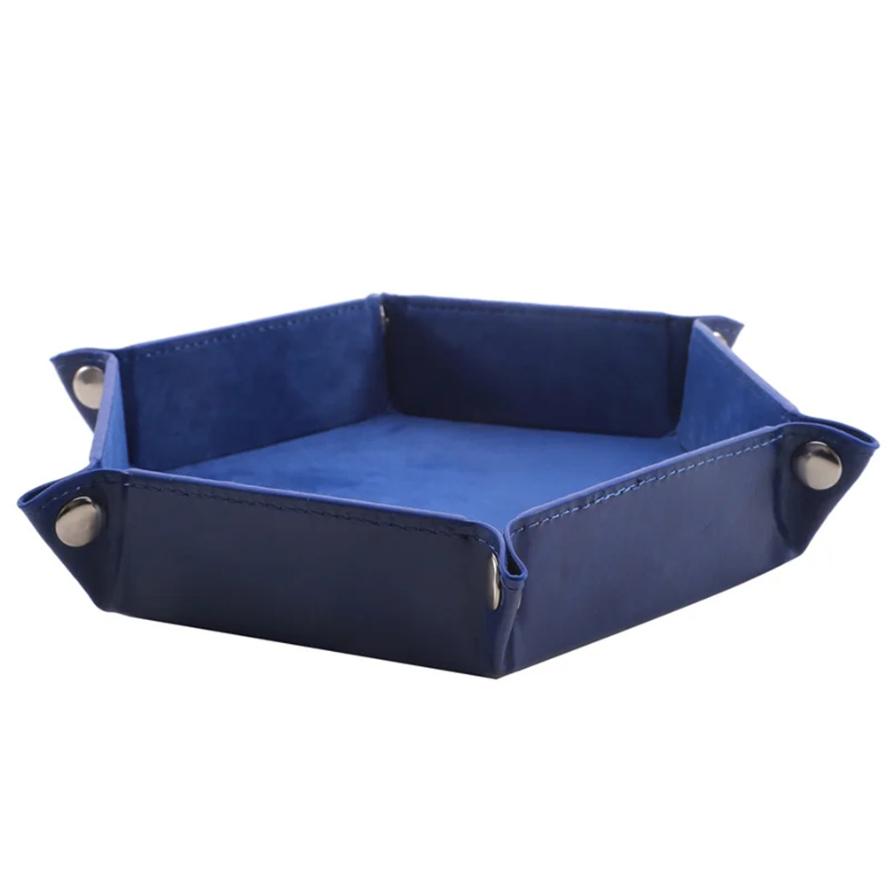 Supporto per vassoio portaoggetti per giochi di dadi esagonali pieghevoli rotanti, tappetino per dadi in pelle PU spessa e velluto a doppia faccia, forniture per ufficio