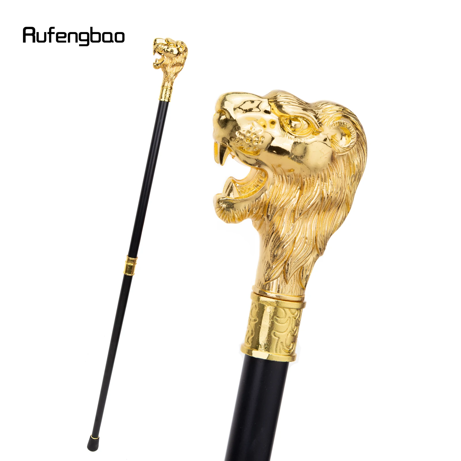 Cabeza de león dorada con bigote, bastón decorativo de moda, fiesta Vintage, Crosier de caña para caminar, 93cm