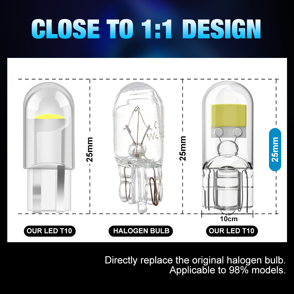 2/6x W5W T10 ampoule Led Canbus W5W saphir COB ampoule à cale Led sans lecteur 6000K 168 194 Led 5w5 ampoule de lecture de dôme intérieur de voiture