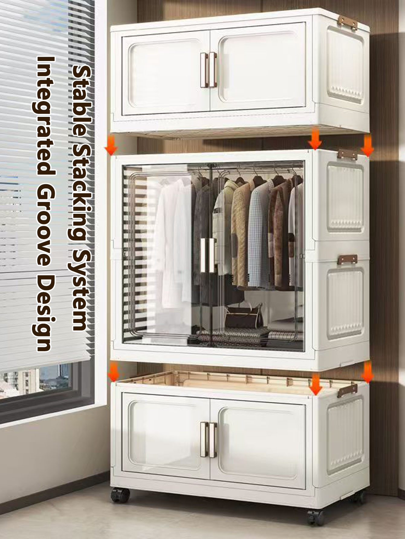 Multi-Functional Folding Storage Cabinet for Home Office Kitchen Bathroom Organizer with Doors White Black Gray