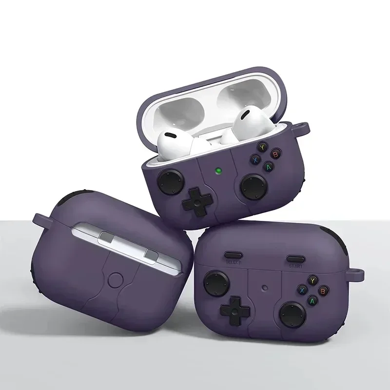 Capa Protetora de Fone de Ouvido Gameboy com Chaveiro, Capa Protetora de Silicone Macio para Airpods Pro 2 3 e 3DGamepad