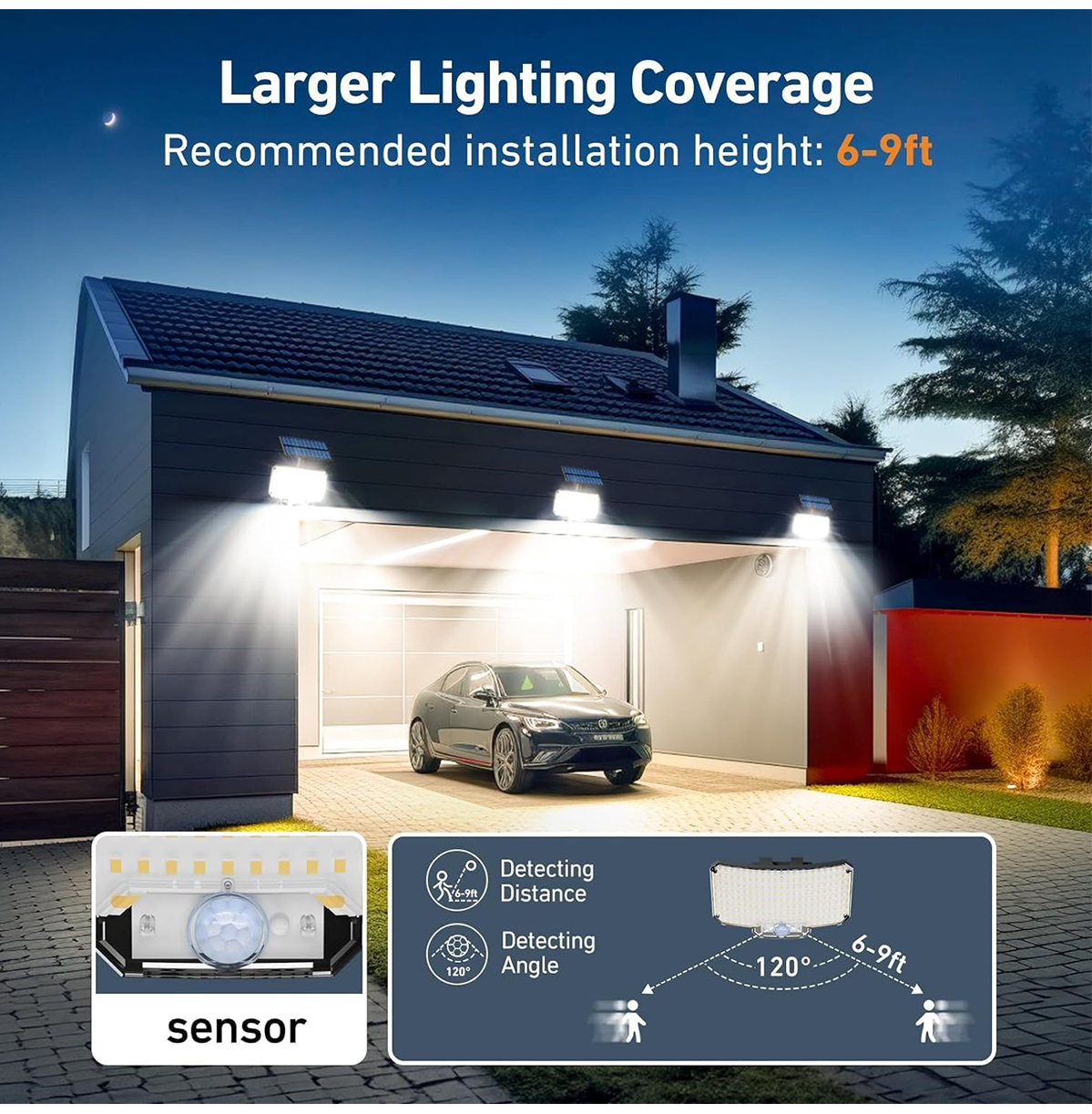 106-234 LED Solar Lights Outdoor Motion Sensor Flood Lights Wall Lamp with Remote Waterproof Security Solar Lights for Outside