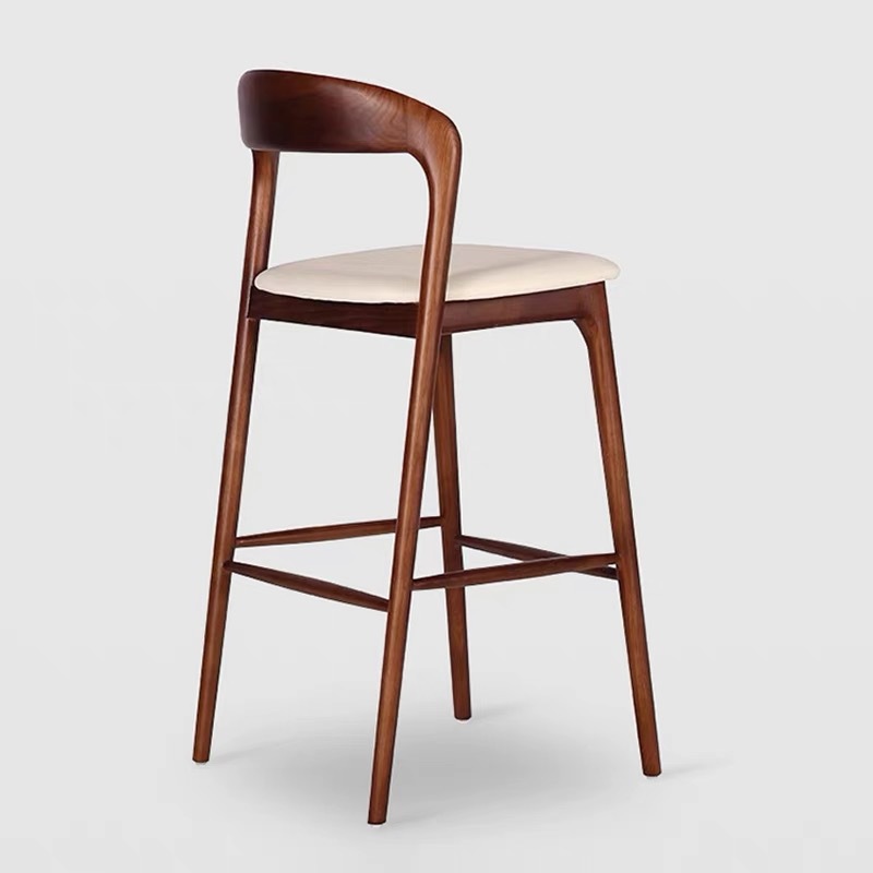 Taburete de Bar moderno Simple blanco Tsubon, silla de Bar de madera, respaldo, taburete alto de madera maciza para el hogar, silla de Bar de cafetería