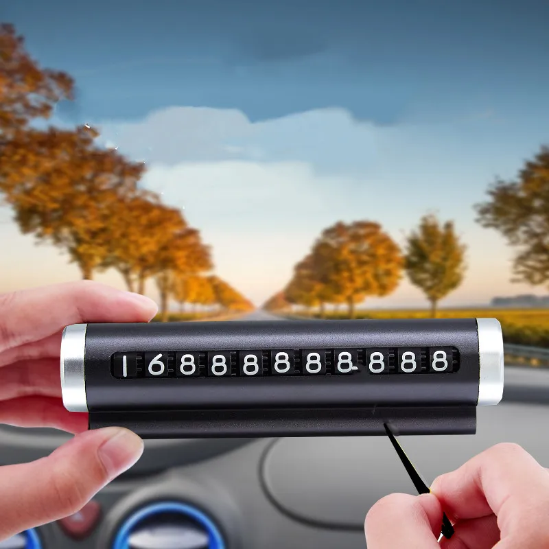 Placa de número de telefone universal para carro, cartão de estacionamento temporário, adesivos de alumínio, parada de estacionamento, cartão de estacionamento temporário, acessórios para carro