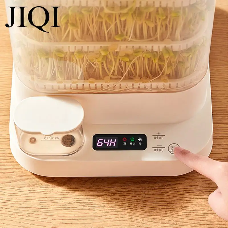3-lagige intelligente Sojasprossenmaschine mit Digitalanzeige, automatischer Bohnen-Einweichen, wachsender Thermostat, Sprießen, externer Wassertank