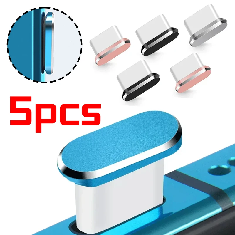 5/1PCS Typ C Metall Staub Stecker für IPhone 16 16pro 15pro/15 Pro Max/15 Plus Handy Typ C USB C Lade Port Schutz Kappen