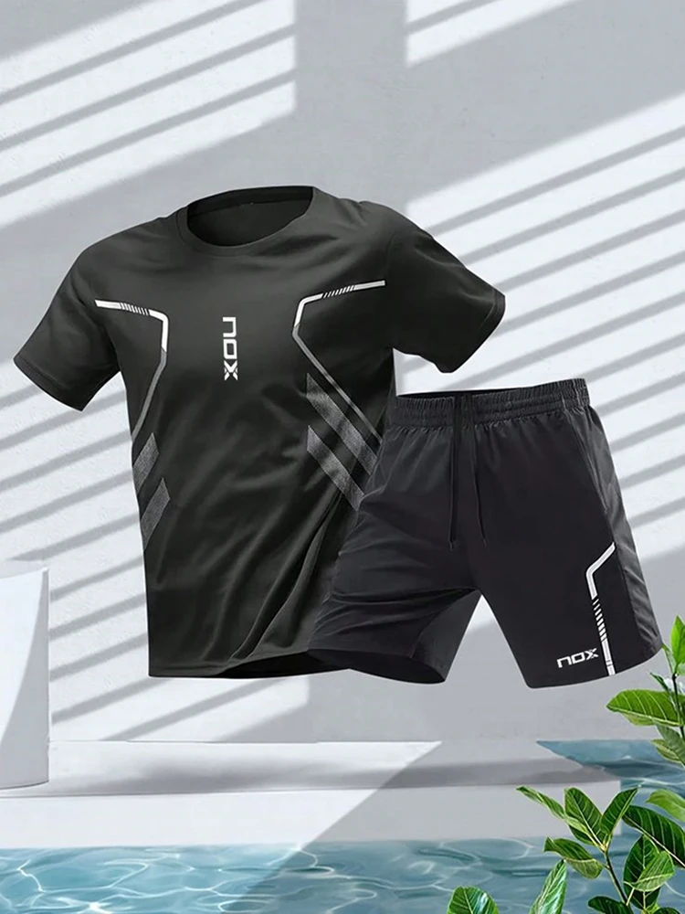 2024Nox ชายเทนนิสกีฬาเสื้อยืดและกางเกงขาสั้นหลวมชุดสบายฟุตบอลกีฬากางเกงขาสั้นฤดูร้อนผู้ชายแบดมินตันการฝึกอบรมสวมใส่
