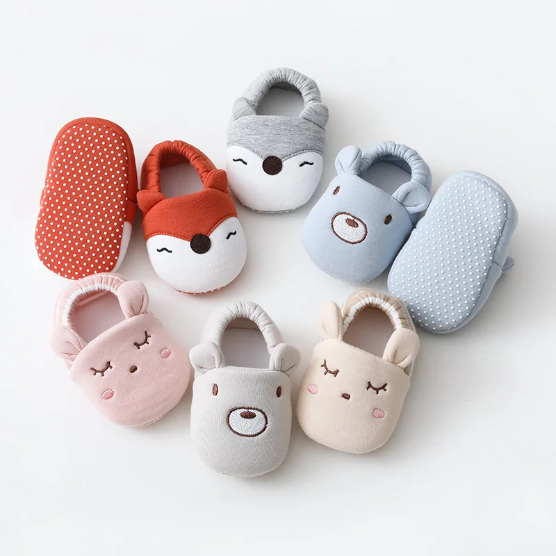 Cartoon Tiere Muster Neugeborenen Socken Schuhe Kleinkind Jungen Mädchen Nicht-slip Krippe Erste Wanderer Winter Baby Weiche Slipper Warme booties