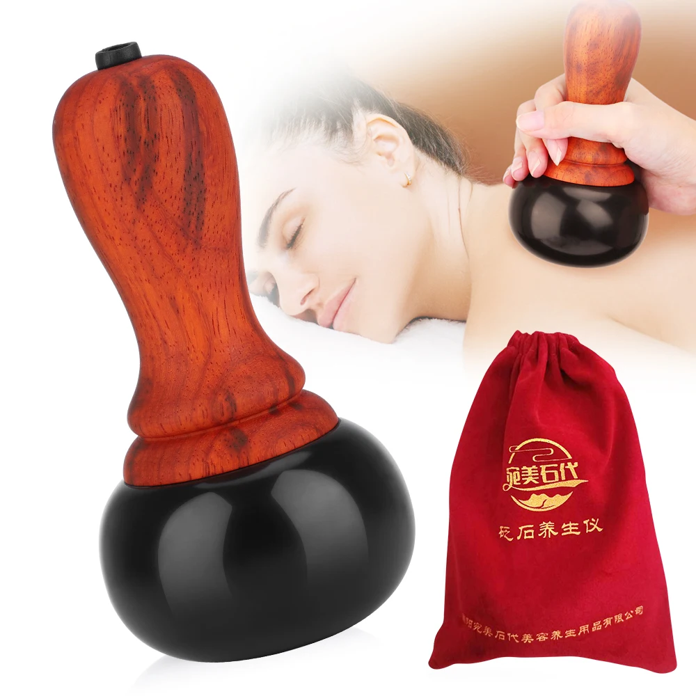 Hot Stone Elektrisches Gua Sha-Massagegerät, natürlicher Bianstone, GuaSha, Schaben, Nacken, Gesicht, Entspannung der Muskeln, Massage, Hautlift, Pflege, Spa