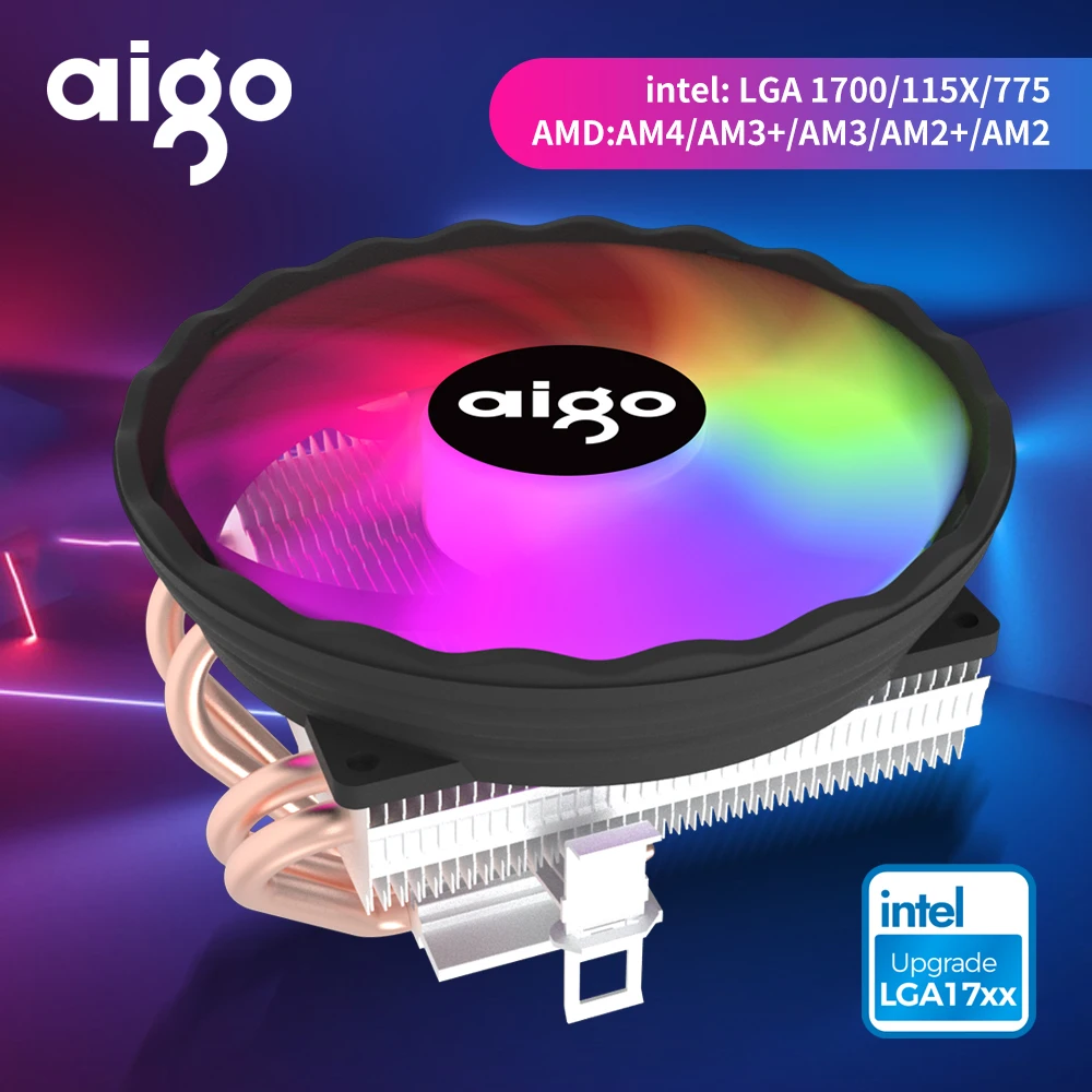 Aigo ICE400X 4 Heatpipes CPU-Kühler Lüfter RGB 4-poliger PWM-Computergehäuselüfter Silent Intel LGA 1700 1200 1150 1151 AMD AM3 AM4