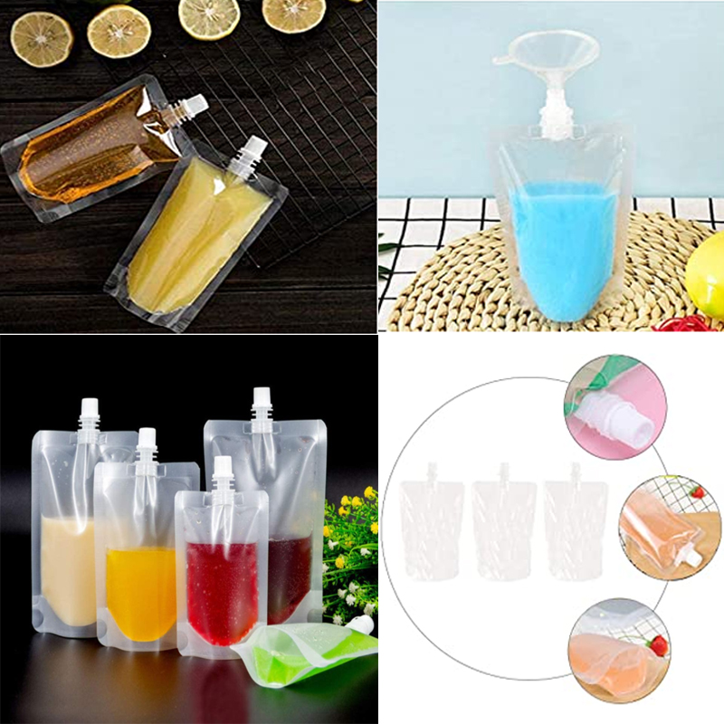 100Ml-Du Lịch 500Ml Uống Vòi Xịt Túi Nhựa Trong Suốt Túi Kín Nước Lưu Trữ Đồ Uống Đá Lạnh Uống Túi di Động