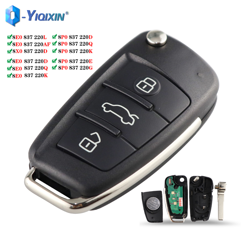 Mando a distancia para coche, llave de 315/433Mhz para Audi Q7 B7 Q3 A3 TT A2 A8 A6 A6L A4 S5 C5 C6 B6 A4L A5 Q5 S RS S18X0837220 8P0837220D ID48, sin logotipo
