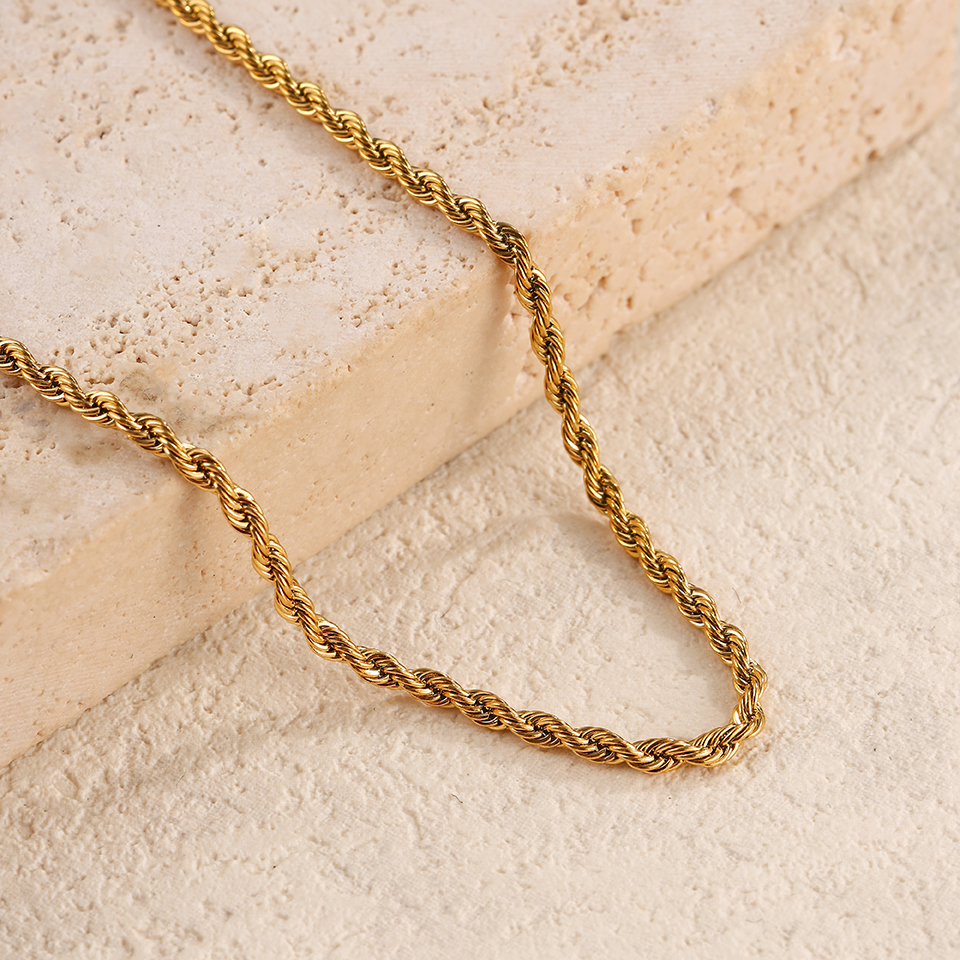 Collana a catena in corda Collana classica a catena a maglie intrecciate in acciaio inossidabile fatta a mano nuova per regalo di gioielli da donna