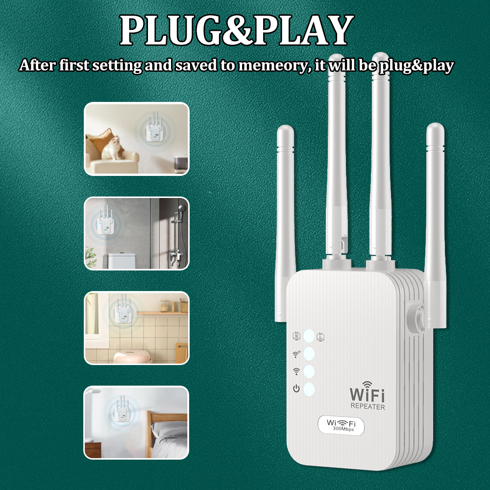 OPTFOCUS 2,4G WiFi repetidor 2LAN 300Mbps repetidor de amplificador de señal wifi amplificador repetidor de rango punto de acceso inalámbrico AP