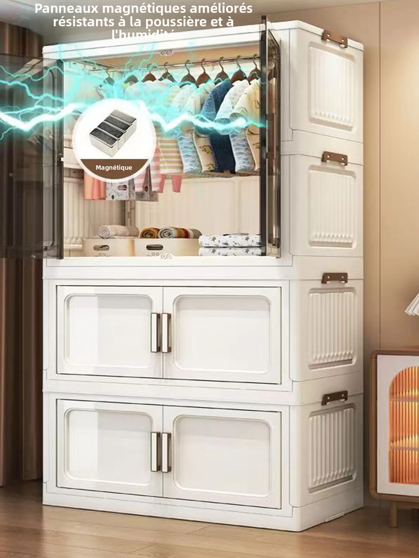 Armoire de rangement pliante, casier pliable mural, organisateur Compact pour la maison et le bureau, conception peu encombrante