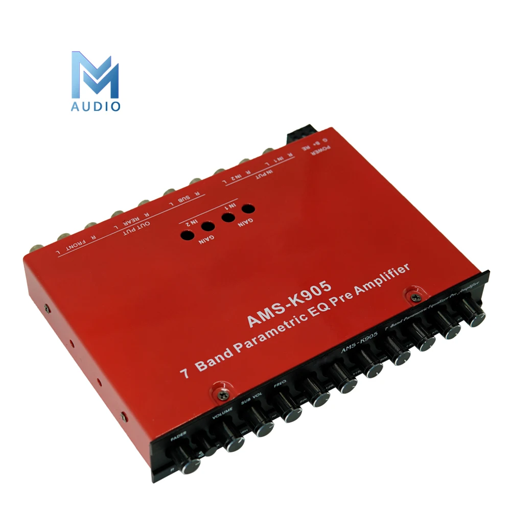 Car Audio Equalizer, Freqüência Subwoofer Ajustável, K 905G, 1, 2 Din, 7 Band, EQ W, Frente, Traseira, Sub Output