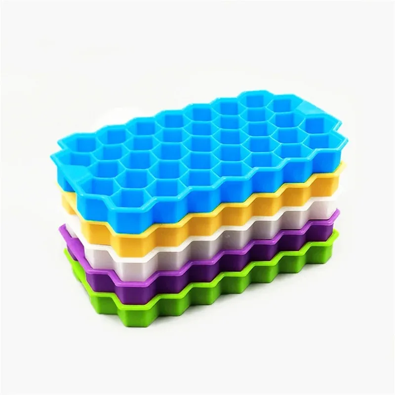 Honeycomb Ice Cube Trays with Removable Lids Silica Gel Ice Cube Mold BPA Free