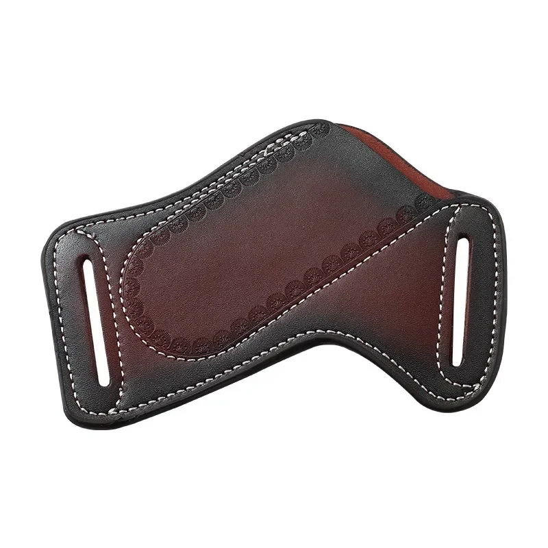 Multifunctional tool tactical storage leather holster, top layer cowhide leather waist bag, folding knife storage case