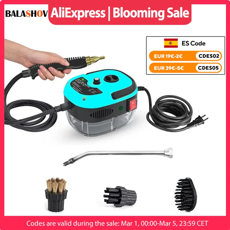 Limpiador de vapor manual de alta presión y temperatura de 2500W, aire acondicionado comercial para el hogar, campana de cocina, lavadora de chorro de coche de 220V