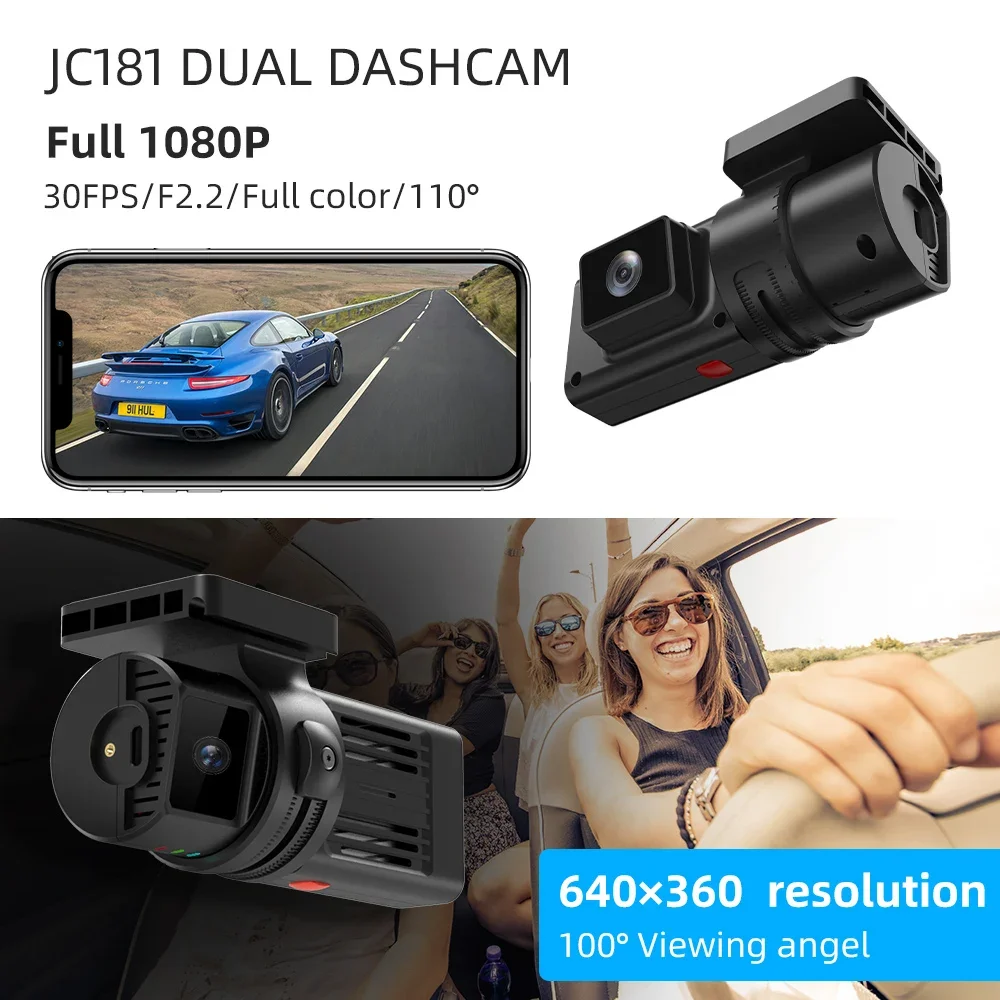 JC181 Mini Dual Dash Cam 4G DVR WiFi USB Câmera rotativa para carro 1080P GPS Evento Vídeo G-Sensor Corte de combustível