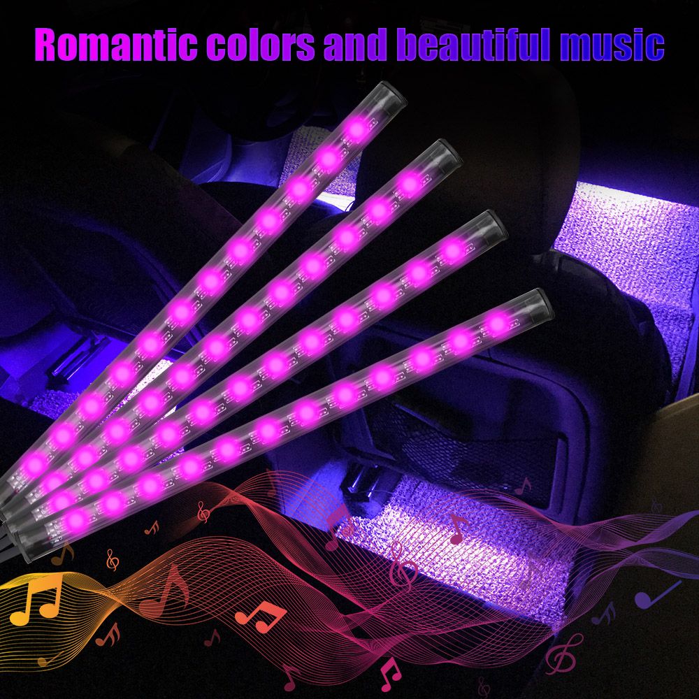 12V DIY ภายในรถ Ambient Mood ไฟ LED แถบ RGB โคมไฟ 24-48 ลูกปัดประตูเท้าตกแต่งอุปกรณ์เสริมรถยนต์ Cartronics
