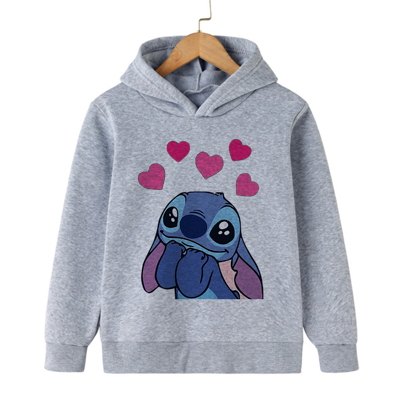Roupas novas na disney stitch moletom com capuz crianças dos desenhos animados criança menina menino lilo e ponto moletom com capuz bebê casual topo