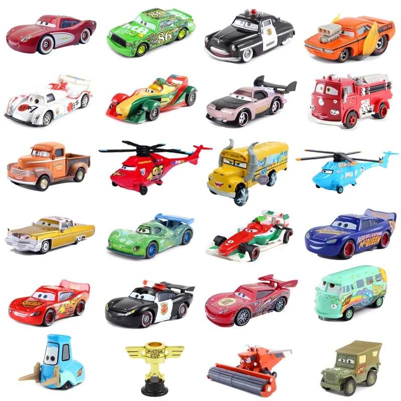 Samochód 2 Disney Pixar Auta Mini Mater Sheriff Lizzie Guido Luigi Zygzak McQueen Ramone King Metalowy odlewany model zabawka prezent dla dzieci