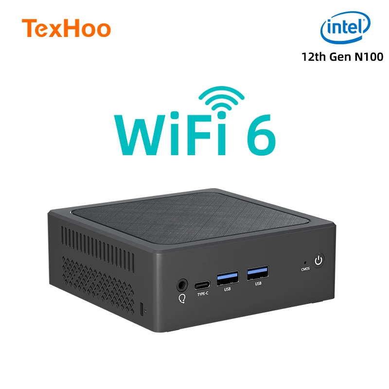 TexHoo Mini PC Intel N100 Windows 11 Pro  Wifi6 Dual HDMI Micro-computers Supports up to 16GB DDR4 2T NVME SSD Desktop computer