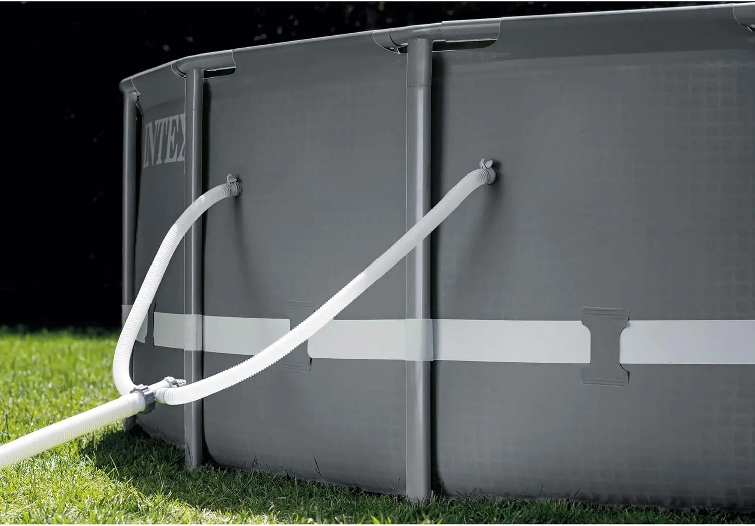 Frame 18' x 52" Above Ground Swimming Pool with Sand Filter Pump, Ladder, Cover, & Maintenance Accessory Kit with Vacuum