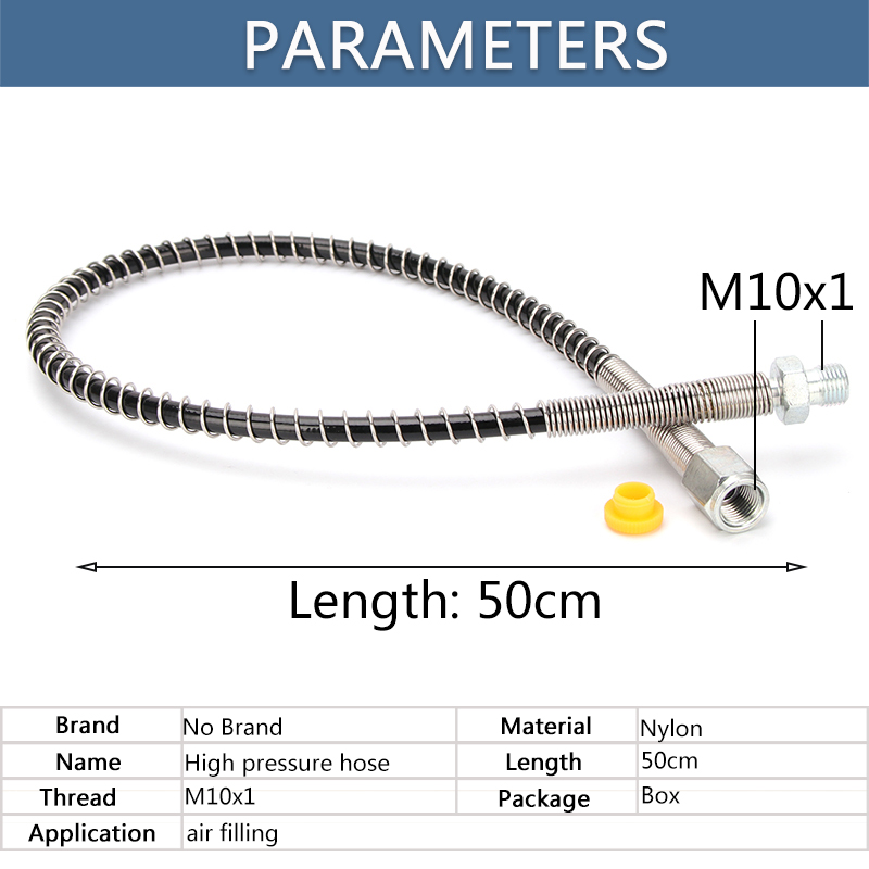 Rosca m10x1 40mpa 400bar 6000psi 50cm de comprimento bomba pneumática recarga de ar mangueira de nylon de alta pressão com mola enrolada