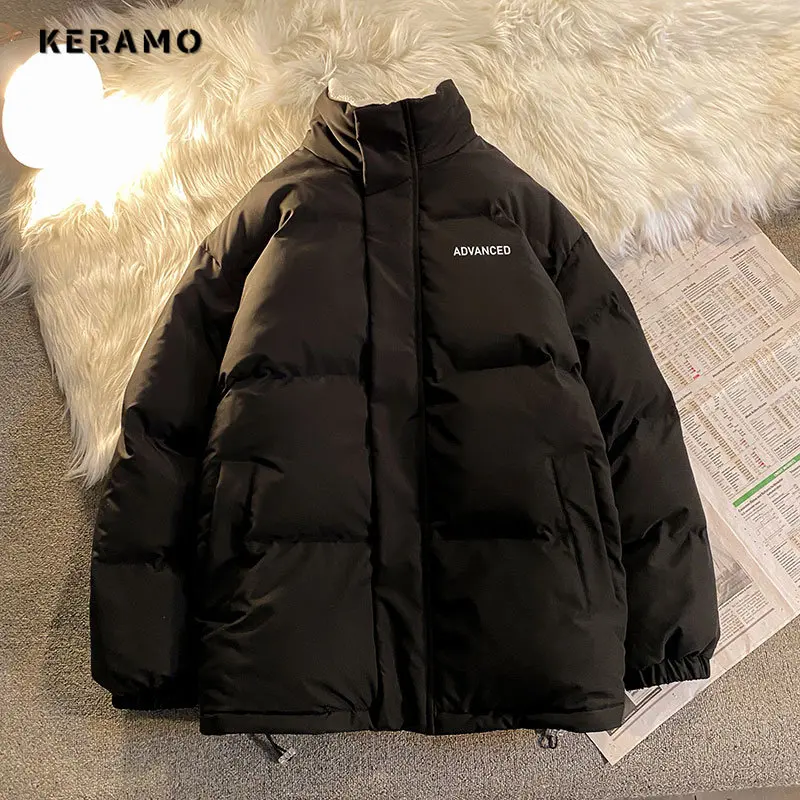 Parka de lã extragrande para homens e mulheres com gráfico com letra, baggy quente, jaquetas casuais, casaco coreano, engrossar, unissex, inverno, Feamle, Y2K