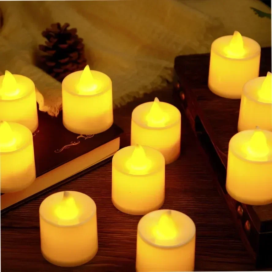 Vela de simulación LED con interruptor de batería, velas sin llama para boda, hogar, decoración navideña, luz cálida, 50/24 Uds.