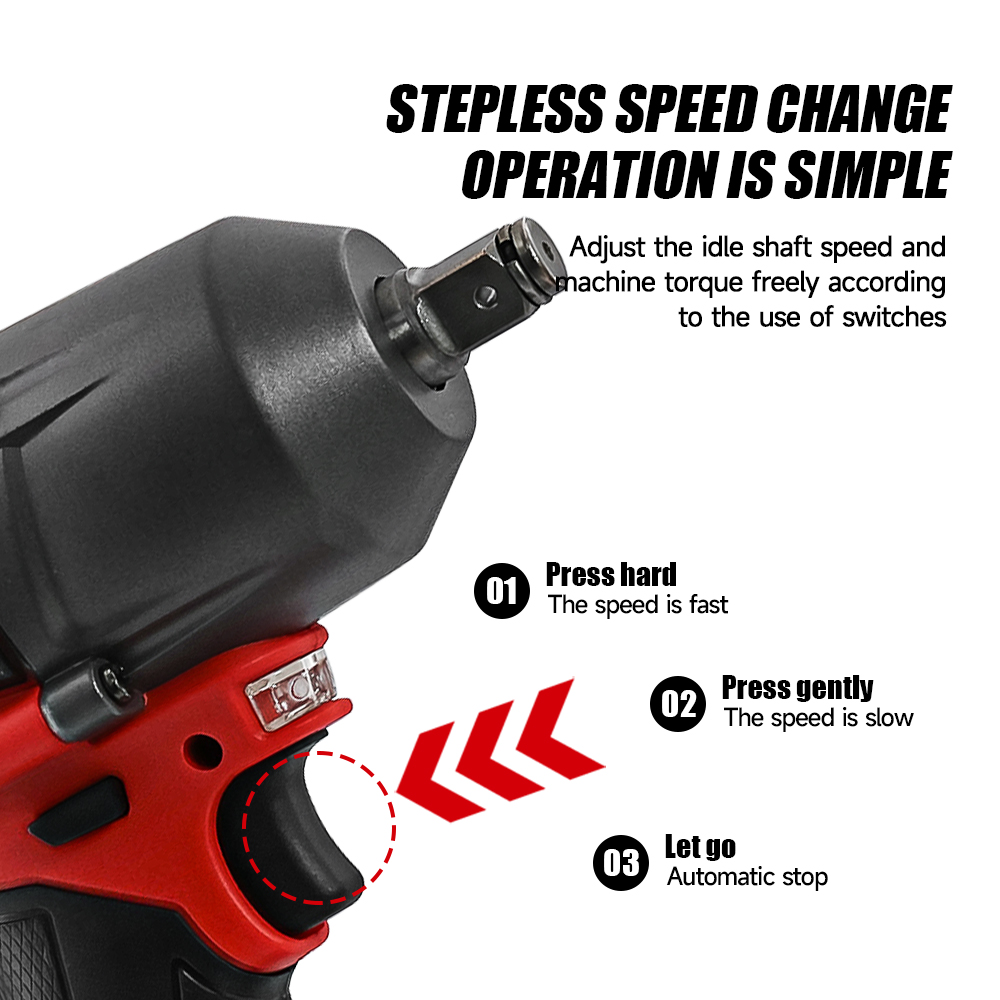 M-WALK Strumento 1300N.M Avvitatore a percussione senza spazzole Chiave elettrica a batteria Cacciavite da 1/2 pollici Utensile elettrico per Milwaukee 18V Batteria Pin