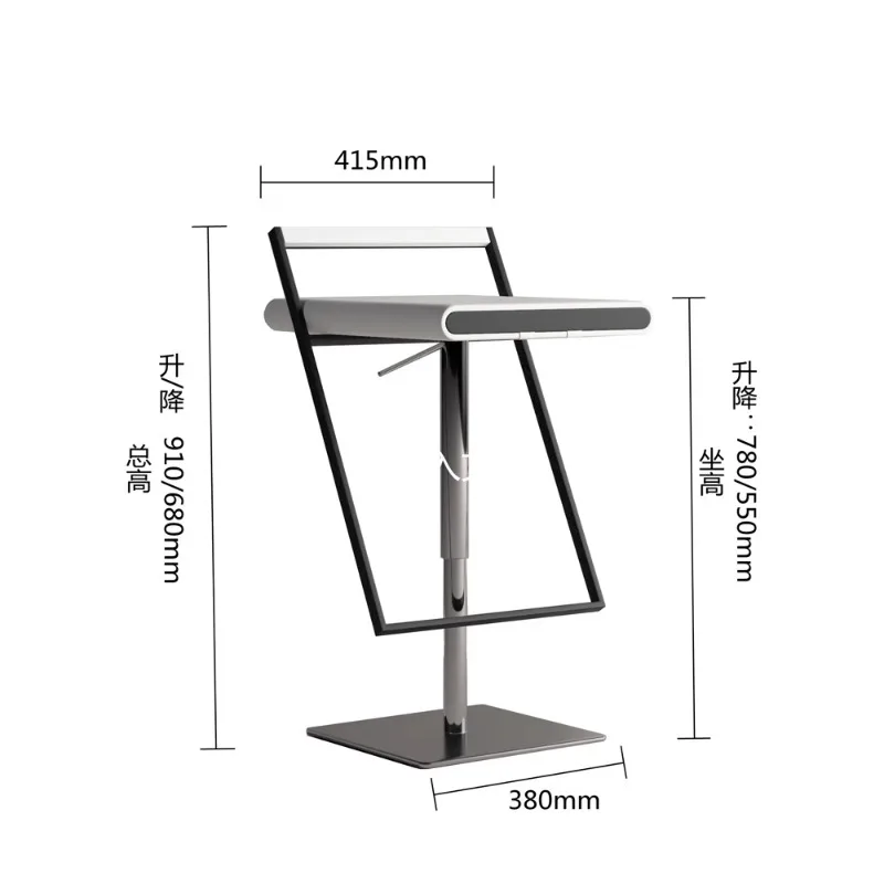 Bancos de barra luxuosos de aço inoxidável, cadeiras de bar giratórias brancas com altura ajustável, ergonômicas e relaxantes, móveis de bar