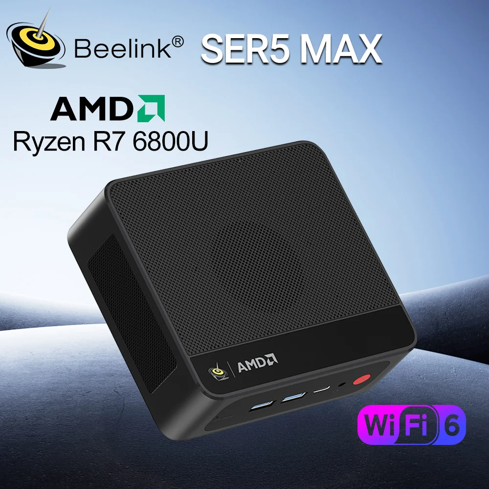 2025 Beelink Mini PC SER5 Max AMD Ryzen7 6800U 5500U 16G 500G NVME SSD 32G 1T 5800H 4K Type-C Трехэкранный геймерский мини-компьютер