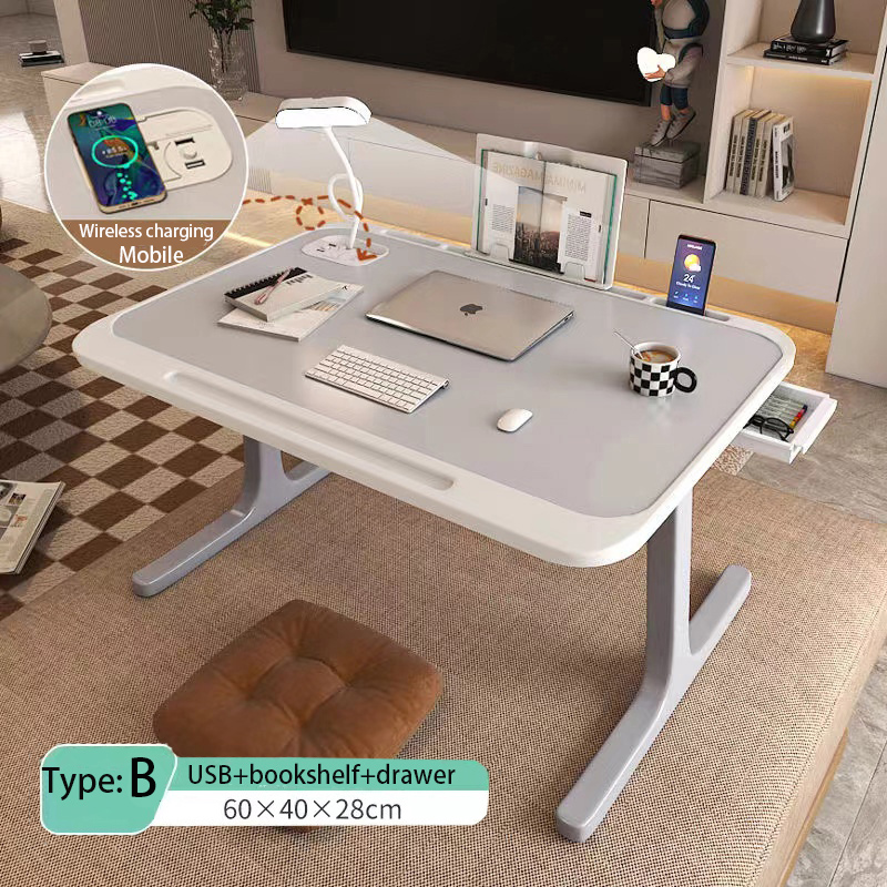 Scrivania per Laptop per letto, tavolo da giro, scrivania per vassoio da colazione con cassetto per giochi di lavoro