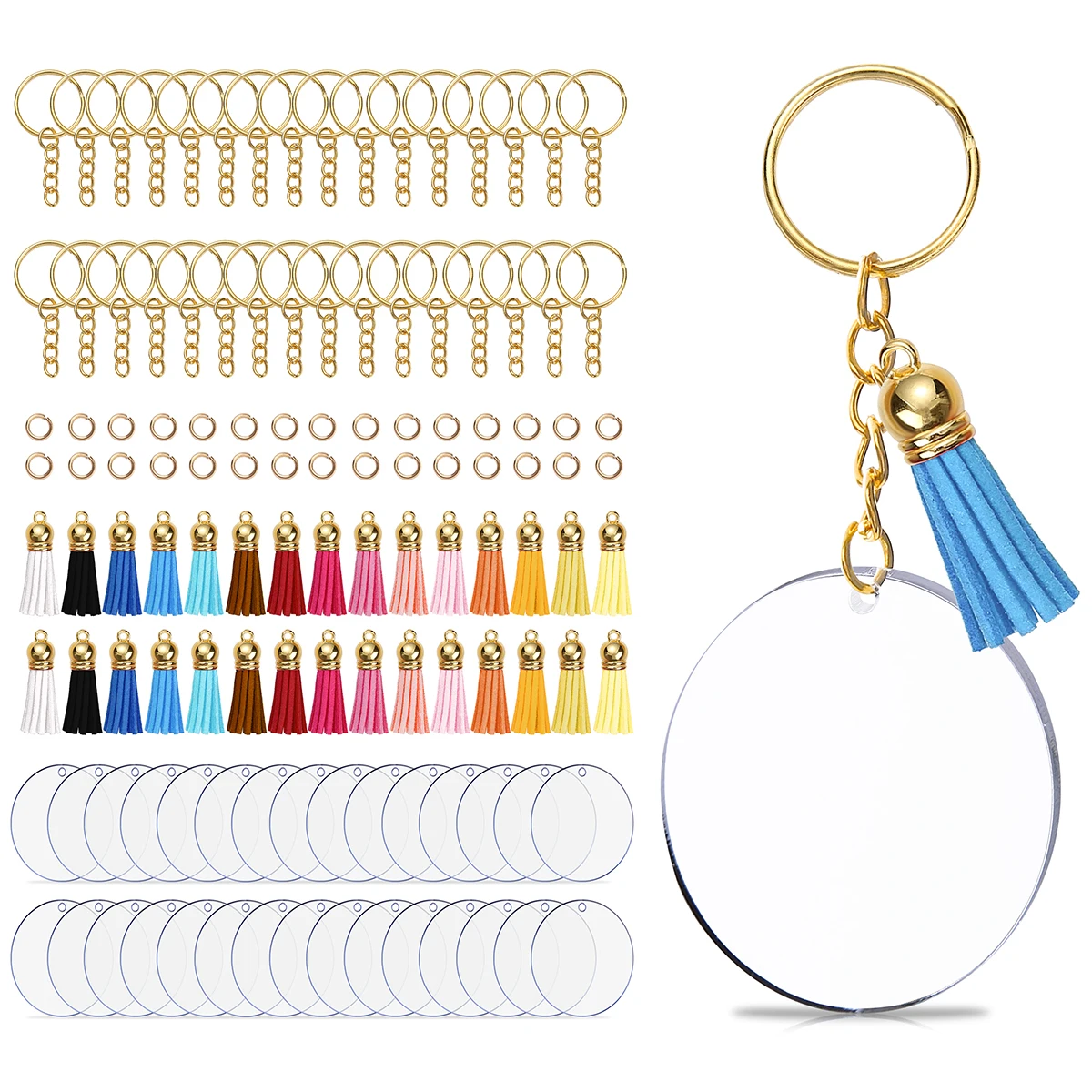 40Pcs 금속 O 링 스프링 걸쇠 DIY 액세서리에 대 한 가죽 Tassel 및 웨이퍼와 개방형 라운드 Carabiner 키 체인