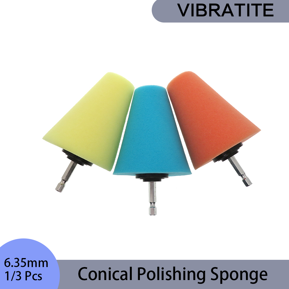 1/3 шт. коническая полировальная губка для автомобиля, колесо оранжевого/желтого/синего, шестигранная ручка 6,35 мм для полировки и уборки автомобилей, лодок