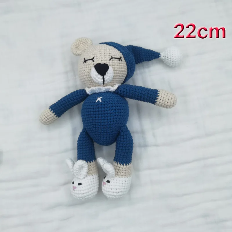 1 Juego de mordedor de oso de ganchillo DIY para bebé, sonajero de conejito para recién nacido, anillo de dentición Molar de madera, Clips para chupete, conjunto de cadena, cosas para bebé