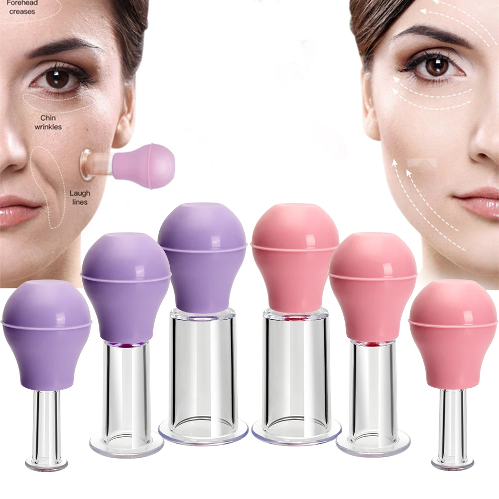 Copos de massagem facial de borracha, ventosas a vácuo, levantamento da pele, massageador anticelulite para rosto, copos corporais de pvc, frasco de massagem para raspagem da pele