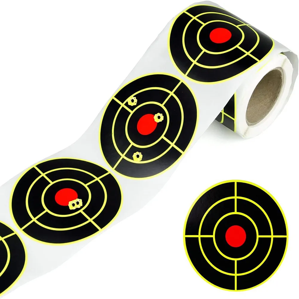 Self-Adhesive Splatter & Reactiveยิงสติกเกอร์เป้าหมาย 3 "/7.6 ซม.วงกลมBullseye 250 PCSต่อม้วนสําหรับปืน & ยิงธนู