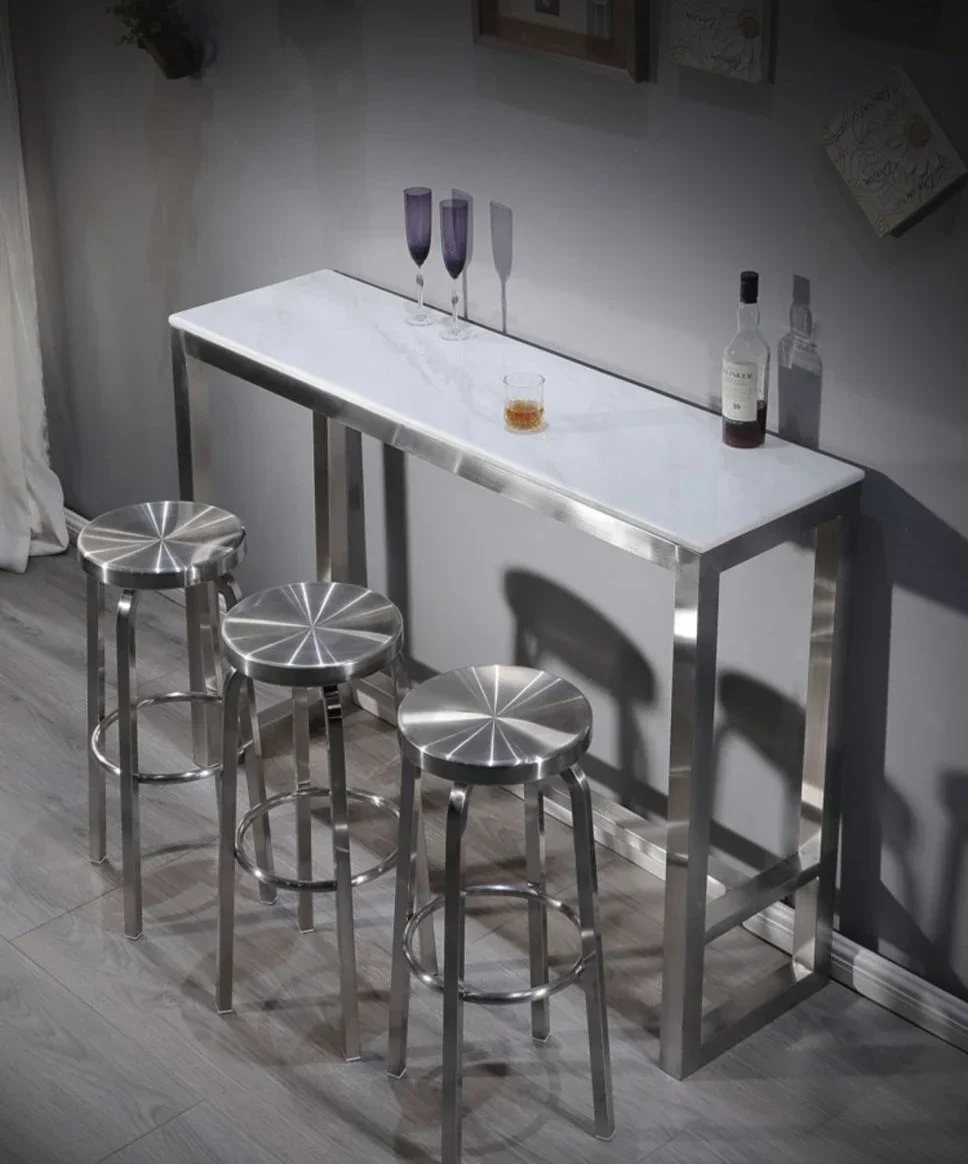 Taburetes de bar de acero inoxidable: asiento redondo moderno, taburete alto para isla de cocina/cafetería, taburete con estructura de metal duradero
