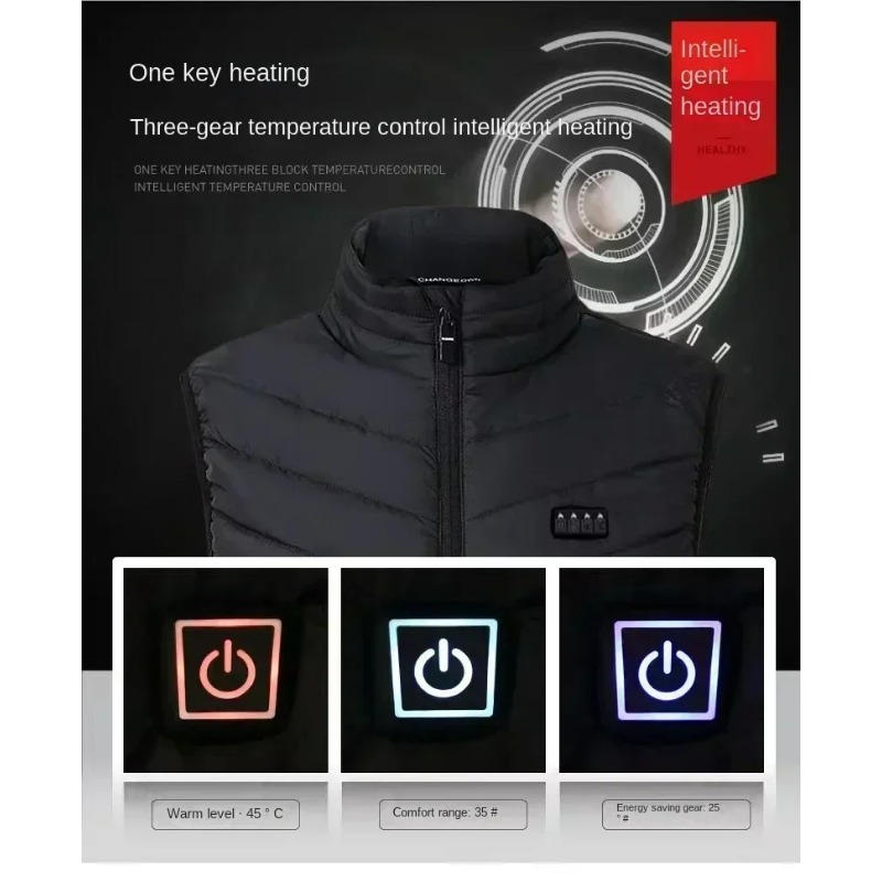 21-Zonen-Heizweste Herren USB-Infrarot-Thermojacke Intelligente beheizte Kleidung Neuer Winter Kältebeständiger dicker ärmelloser Mantel Wandern