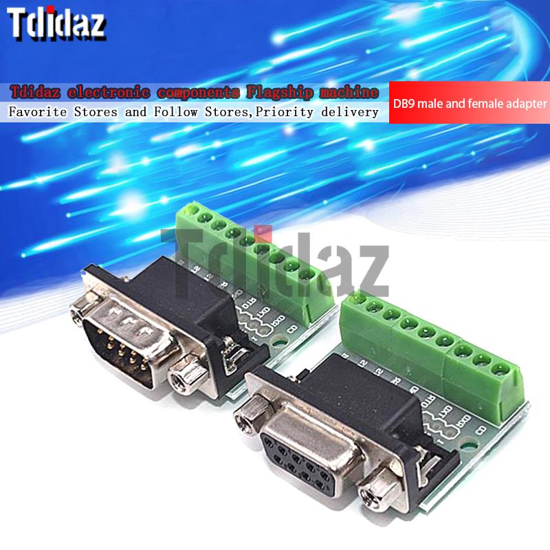 D-Sub 9-polige lötfreie Steckverbinder DB9 RS232 Seriell auf Terminal Buchse Stecker Adapter Stecker Breakout Board Schwarz + Grün