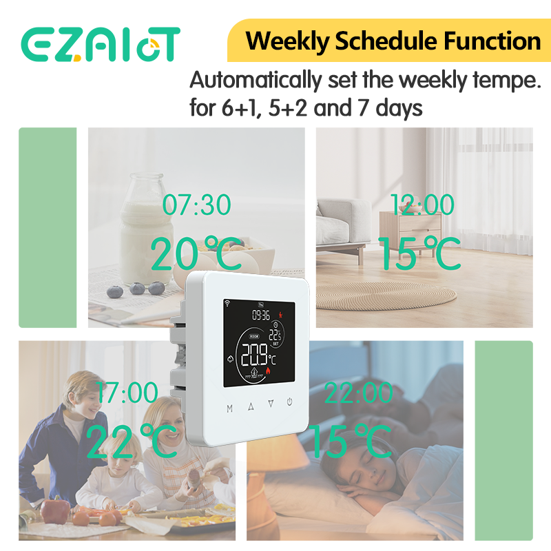 สมาร์ท Tuya WiFi Thermostat สําหรับเครื่องทําความร้อนใต้พื้นไฟฟ้าน้ําหม้อต้มแก๊สดิจิตอลอุณหภูมิรีโมทคอนโทรล Alexa Google Home