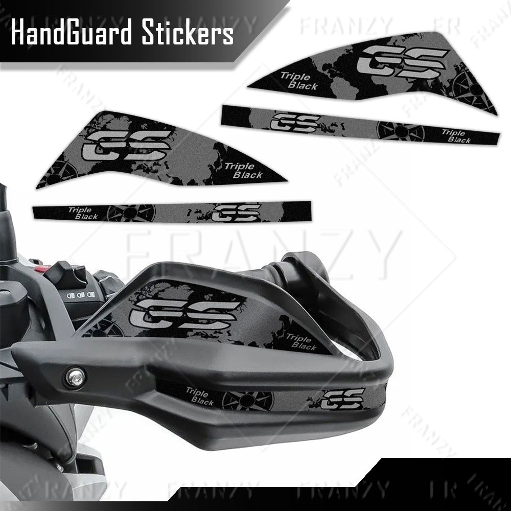 Pegatinas de guardamanos para motocicleta, calcomanías impermeables para R1250GS ADV R 1200GS Adventure XR F850/750/650GS, 40 años, Triple negro