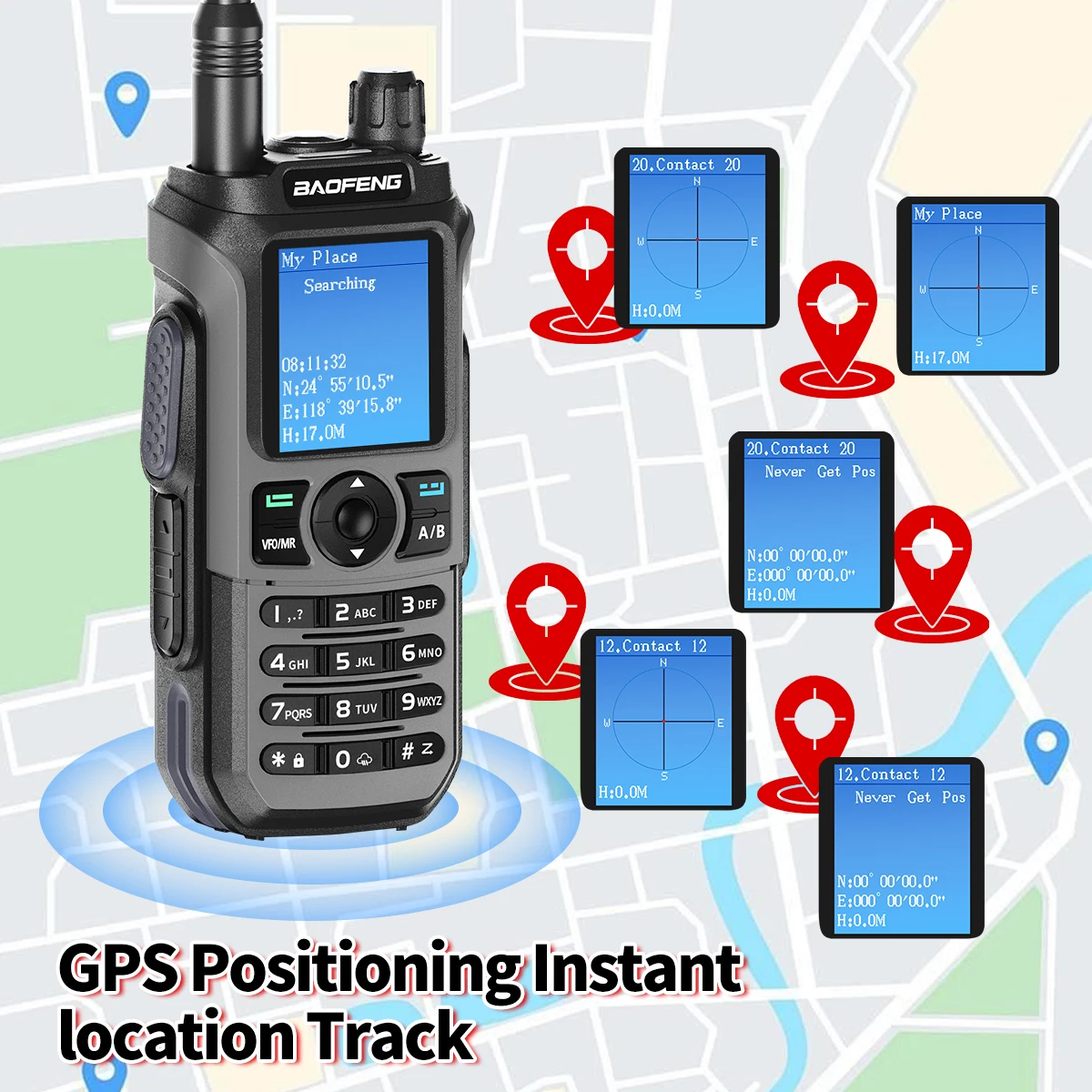 Baofeng UV-21 GPS Walkie Talkie Long Range Mutli-Band Wireless Copy Frequency Typ-C Ladegerät Upgrade UV-17 PRO GPS für Wandern